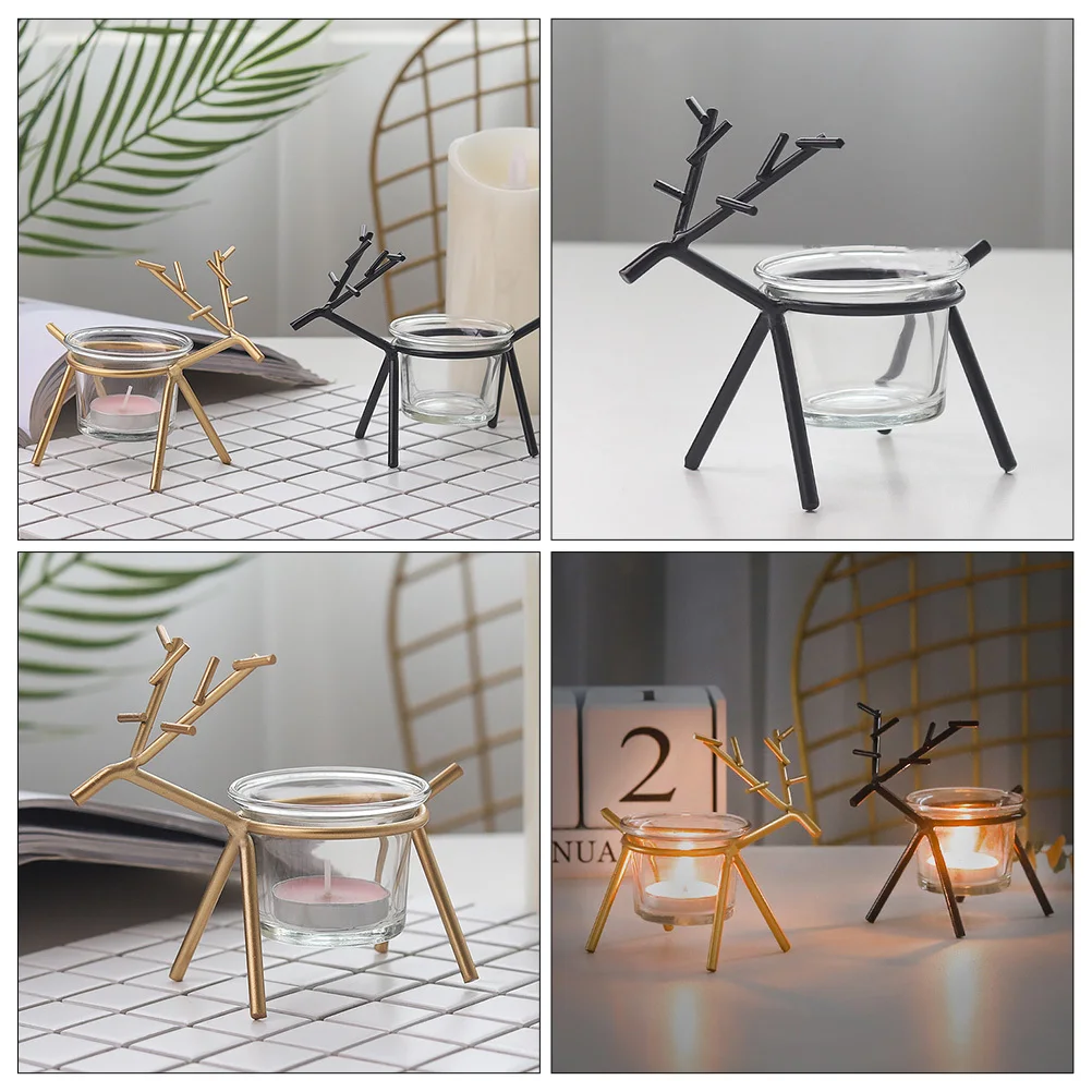 

2Pcs Metal Elk Holders Decorative Christmas Candlesticks Aroma Stands for Tabletop Decor Metal Candlesticks