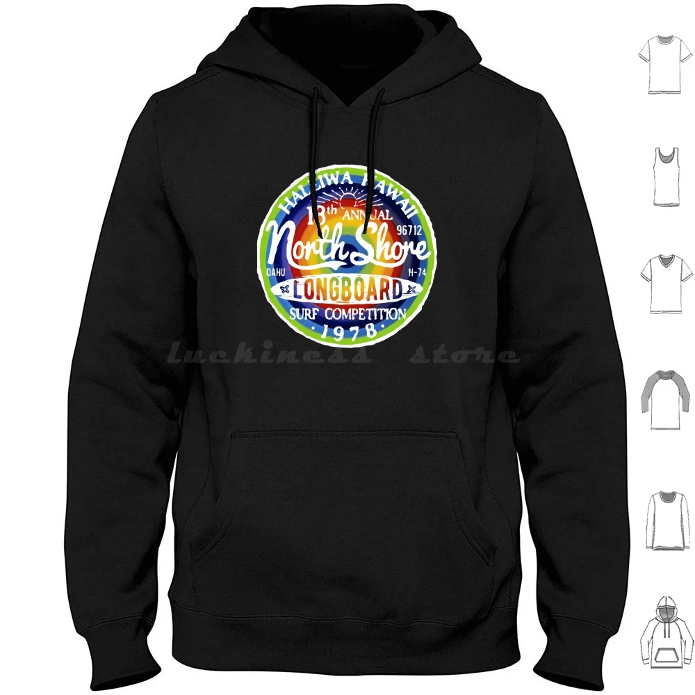 Rainbow Target Hawaiian Haleiwa Vintage 1978 Longboard Surf Classic Competition Hoodies Long Sleeve Vintage Rainbow