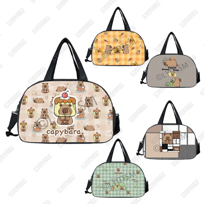 cute-capybara-cake-carrot-print-handbag-for-travel-capybara-dream-comes-true-capacity-duffle-bag-multifunctional-shoes-holder