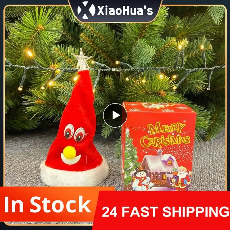 Electric Christmas Hat Funny Xmax Tree Toy Eye Catching Ornaments Dancing Christmas supplies Xmax Creative Stuffed Animal Decor