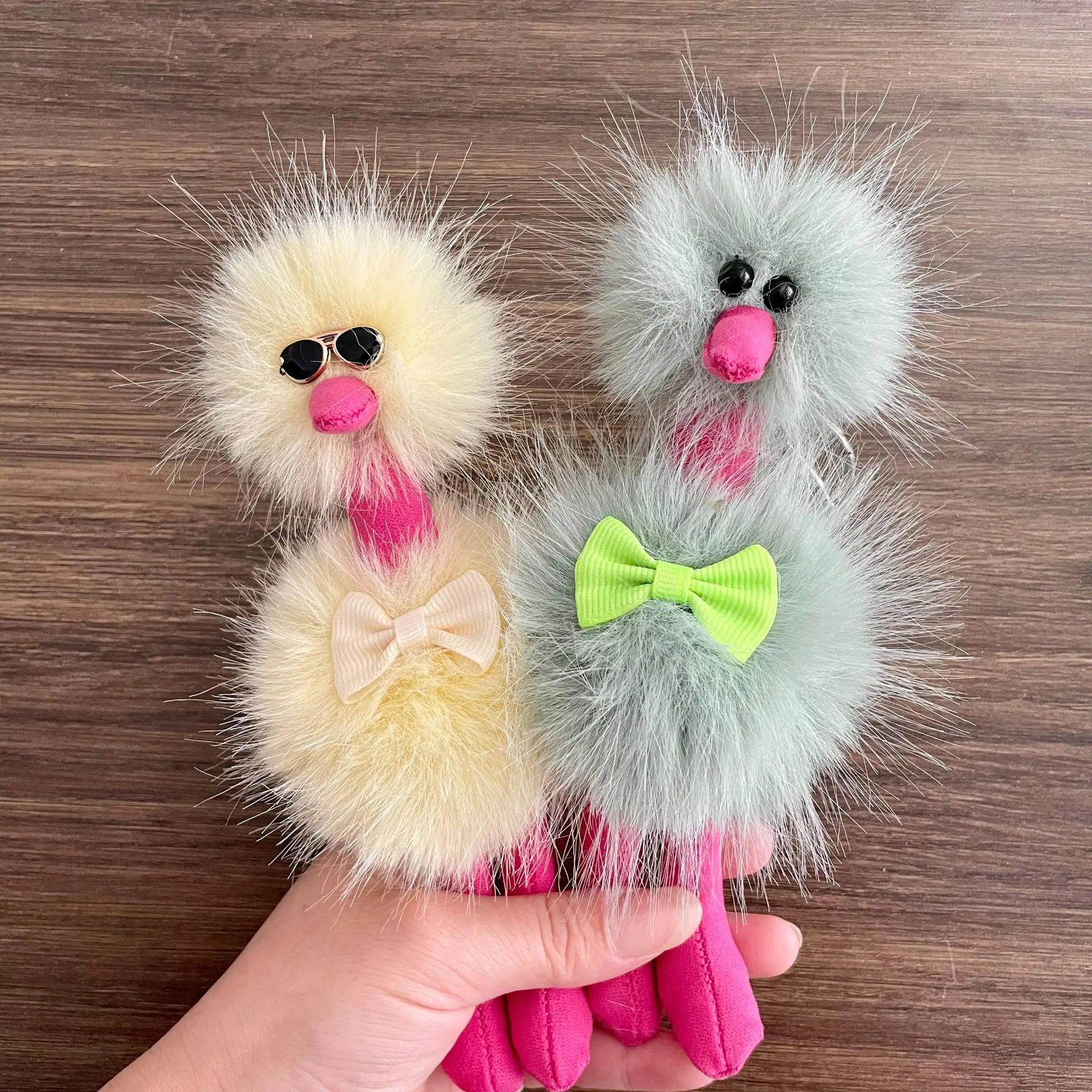 

Cute Colorful Plush Fried Hair Ostrich Keychain Lovely Desert Animal Harajuku Keychain Bag Car Keyring Statement Jewelry Gifts