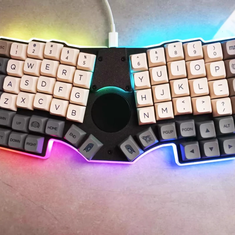 ERGO68 Low Profile Mechanical Keyboard Kit Wired Solder Customized RGB CNC Aluminum With Touchpad Ergonomic Gaming Keyboard Kit