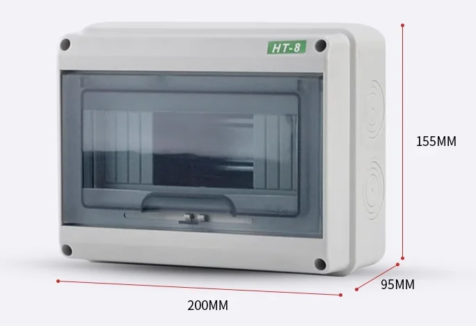 HT Series IP65 Waterproof Electrical Distribution Box 5/8/12/15/18 Ways Plastic Enclosure For MCB Wire Junction