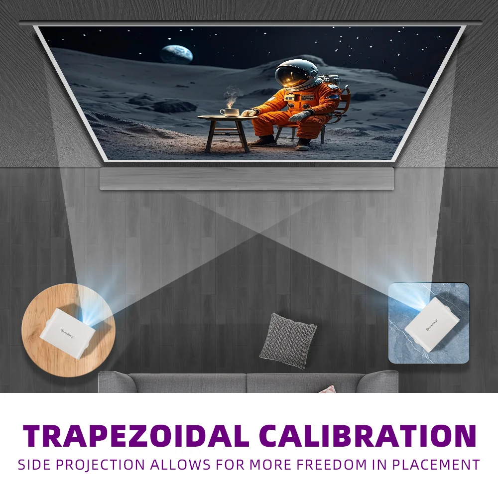 جهاز عرض صغير محمول أصلي جديد 2025 مع بطارية مدمجة 4K يدعم واي فاي ثلاثي الأبعاد لأجهزة عرض المسرح المنزلي الليلية للأفلام الخارجية