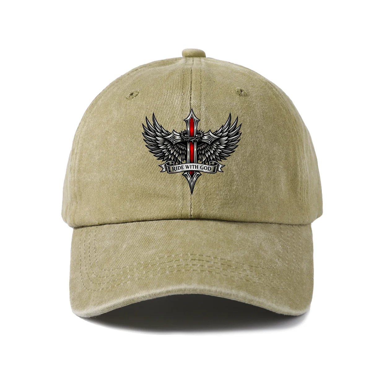 Ride With God Baseball Cap, Vintage Washed Adjustable Unisex Dad Hat, Outdoor Gift