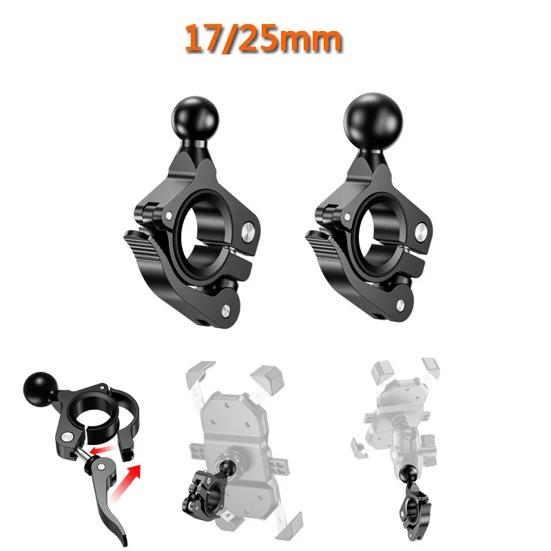 17mm 25mm Ball Head Adapter Motorcycle Handlebar 1 inch Base Mount Holder Bike Bicycle Riding Clip Aluminum Alloy GPS Bracket