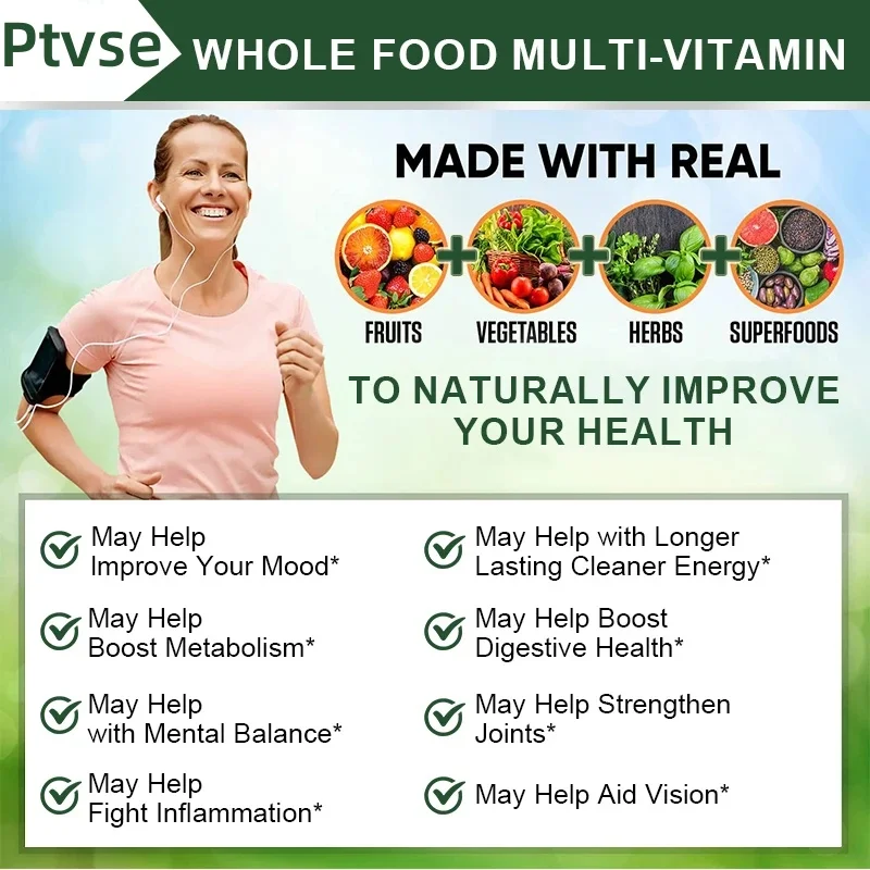 Fruit & Vegetable Complex Capsules Rich In Multivitamins & Dietary Fiber Whole Foods Superfoods Boost Immunity