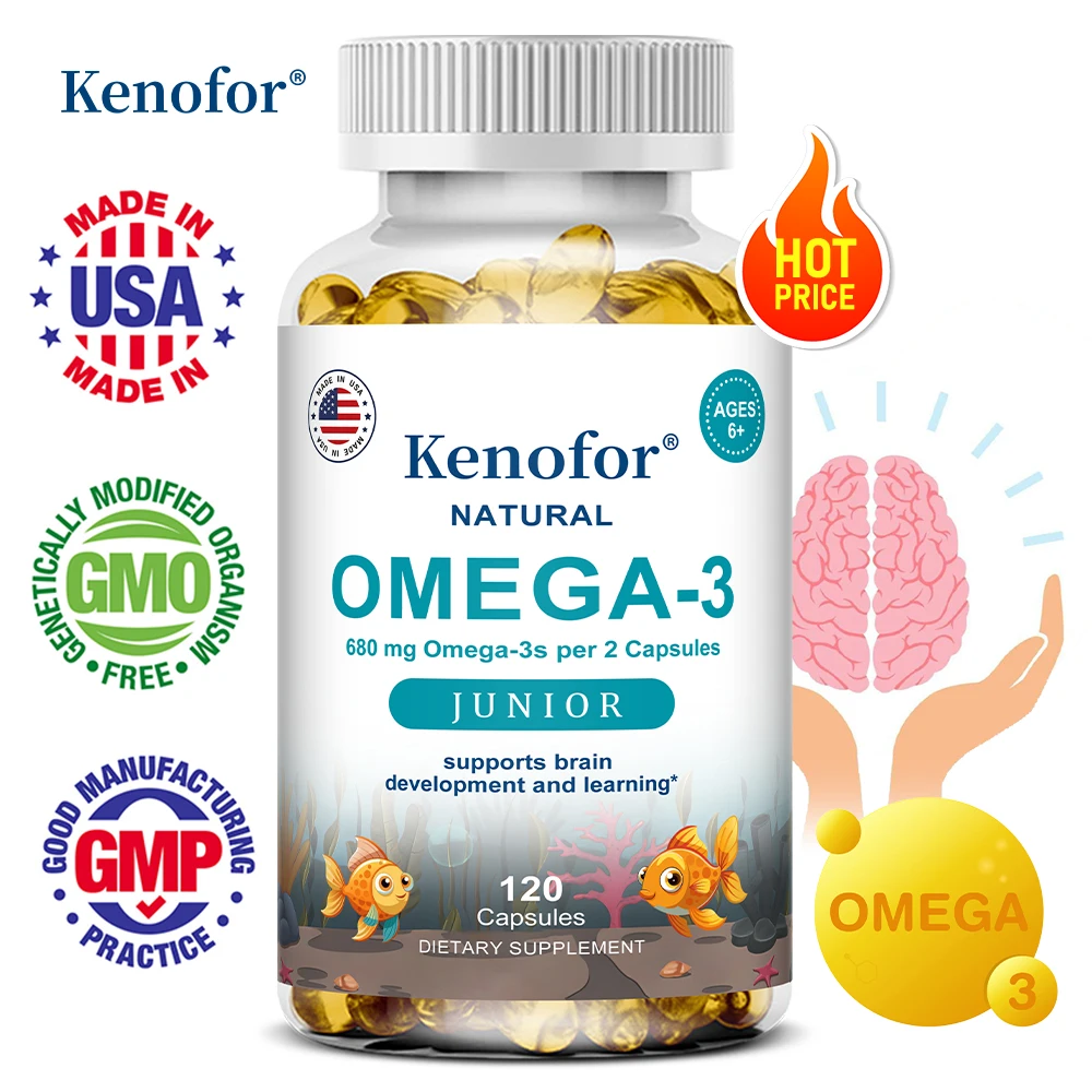 

Triple Strength Omega 3 Supplement, Fish Oil for Women and Men-EPA & DHA, Brain & Joint Support, Improves Immunity, 120 Softgels