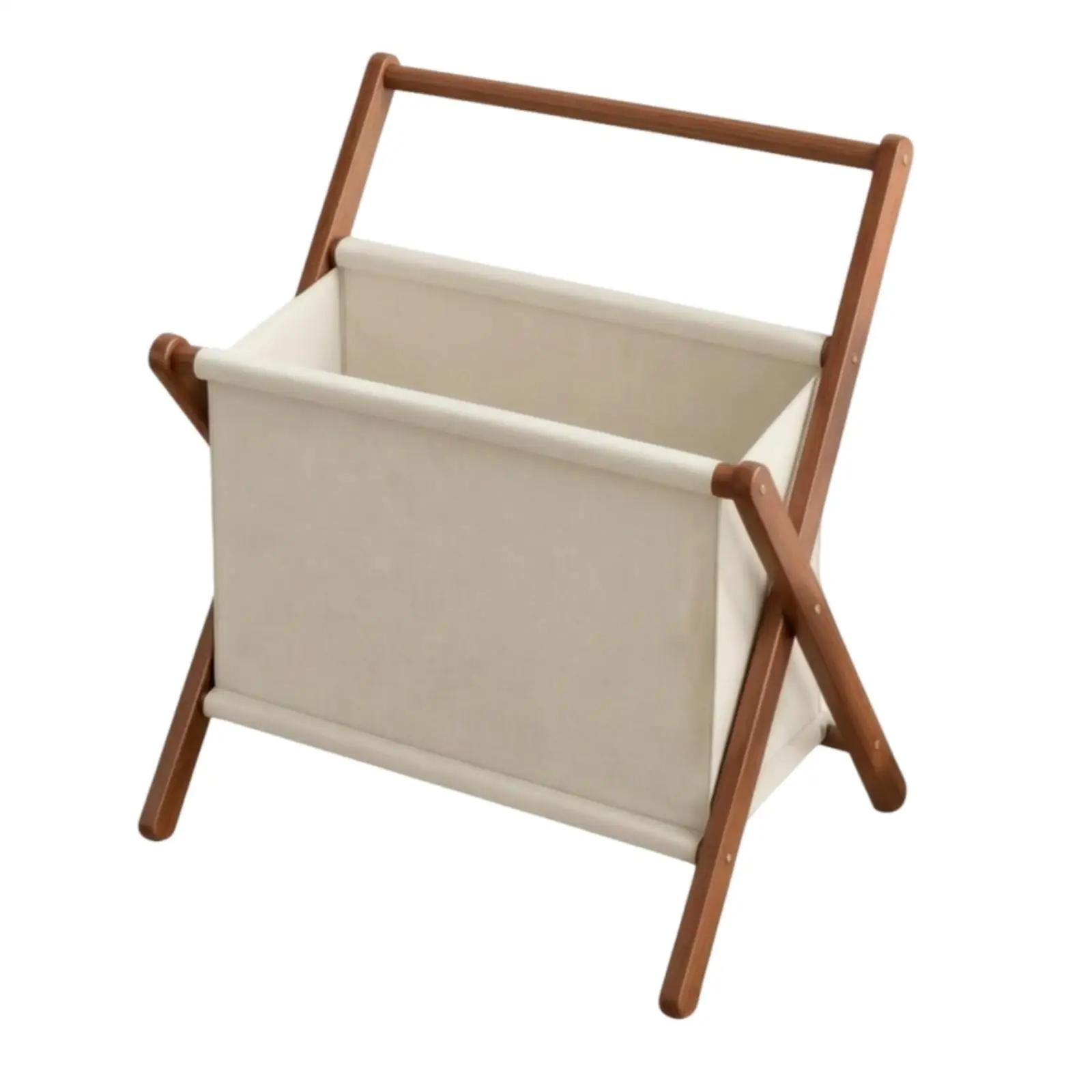 Foldable Clothes Rack for Bedroom with Storage Basket Laundry Organizer Bamboo Frame Space Saving Design