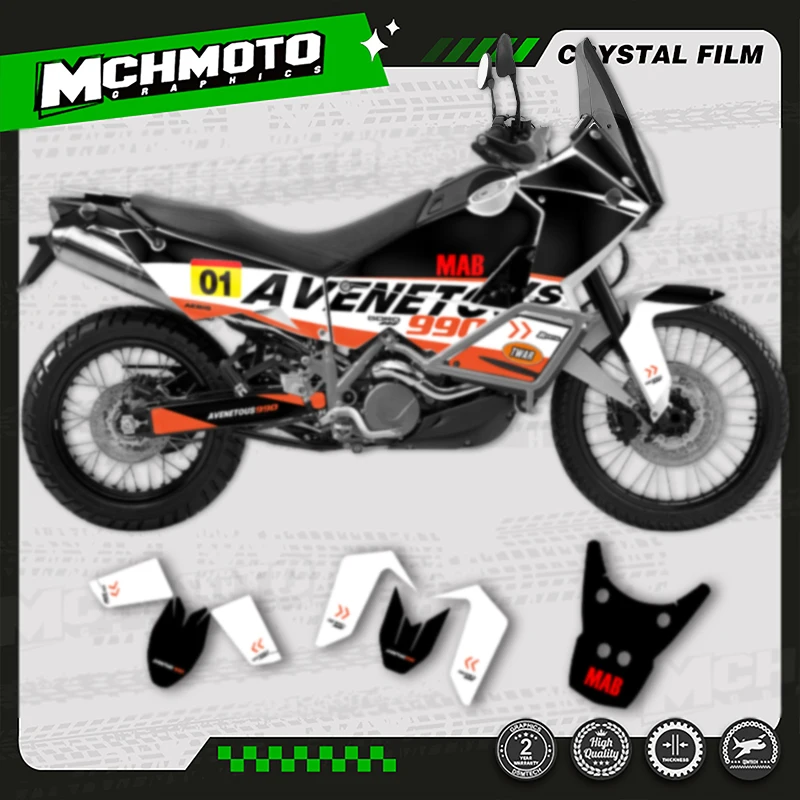 

MCHMFG Motorcycle Graphics Background Decals Stickers Kit for KTM 2003-2016 ADV990 R S Number Name Custom