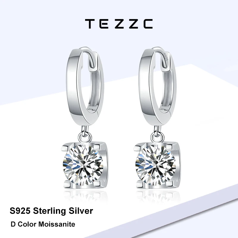 

Серьги-подвески Tezzc с муассанитом 0.5ct/1ct цвета D, в форме головы быка, для женщин, из серебра 925 пробы, универсальные
