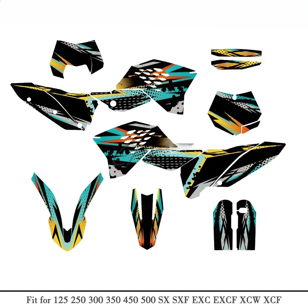 

Fit for all Model 125-525 SX SXF EXC XC 2005 2006 2007 2008 2009 2010 2011 Motorcycle Fairing Graphics Background Decals Sticker