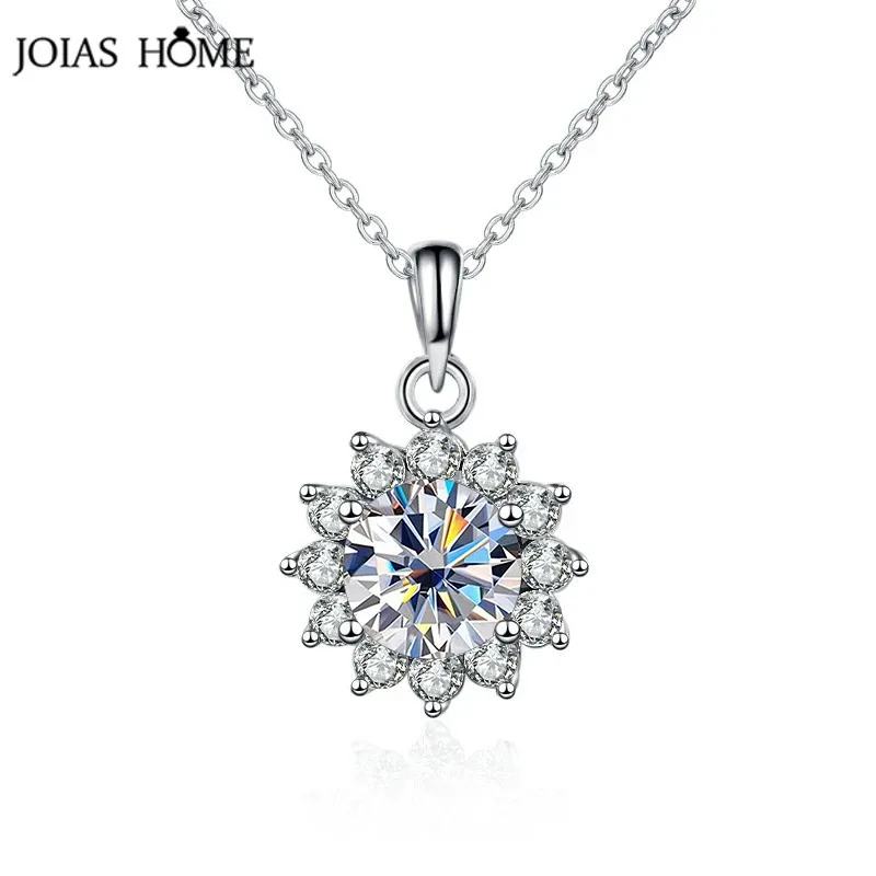 Joias Home Classic 1 Carat Flower Shape Moissanite Pendant Necklace For Women S925 Sterling Silver Fine Jewelry Necklace Gifts