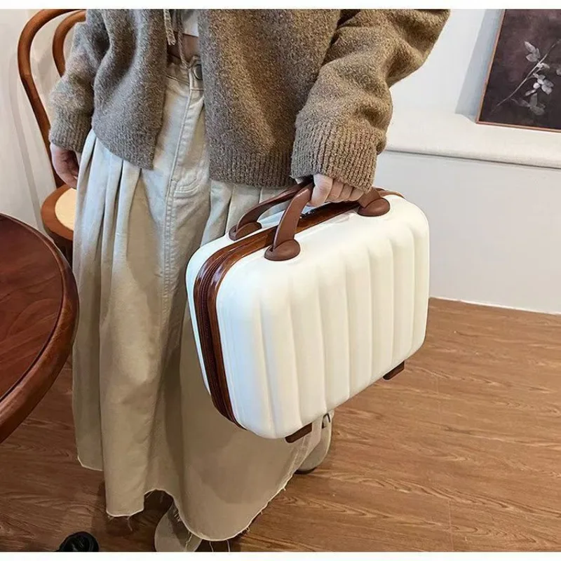 New Cute Portable Luggage for Women Handheld Makeup Case 14 Inch Travel  Carrying Case Mini Travel Code Storage Suitcase Gift