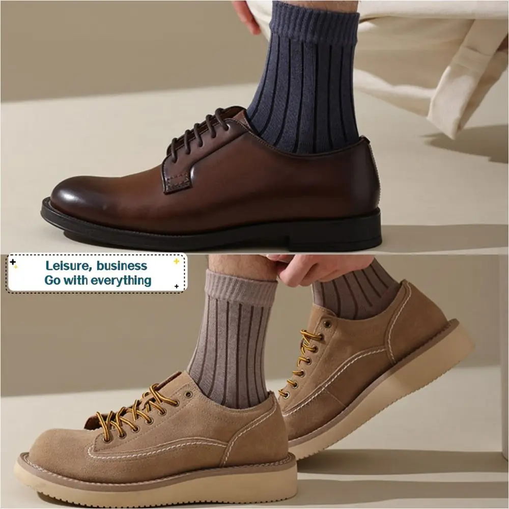 

2 пары полосатых носков с пятью пальцами, простые эластичные мужские хлопковые носки, деловые чулки, чулочно-носочные изделия, носки с пятью пальцами, осень