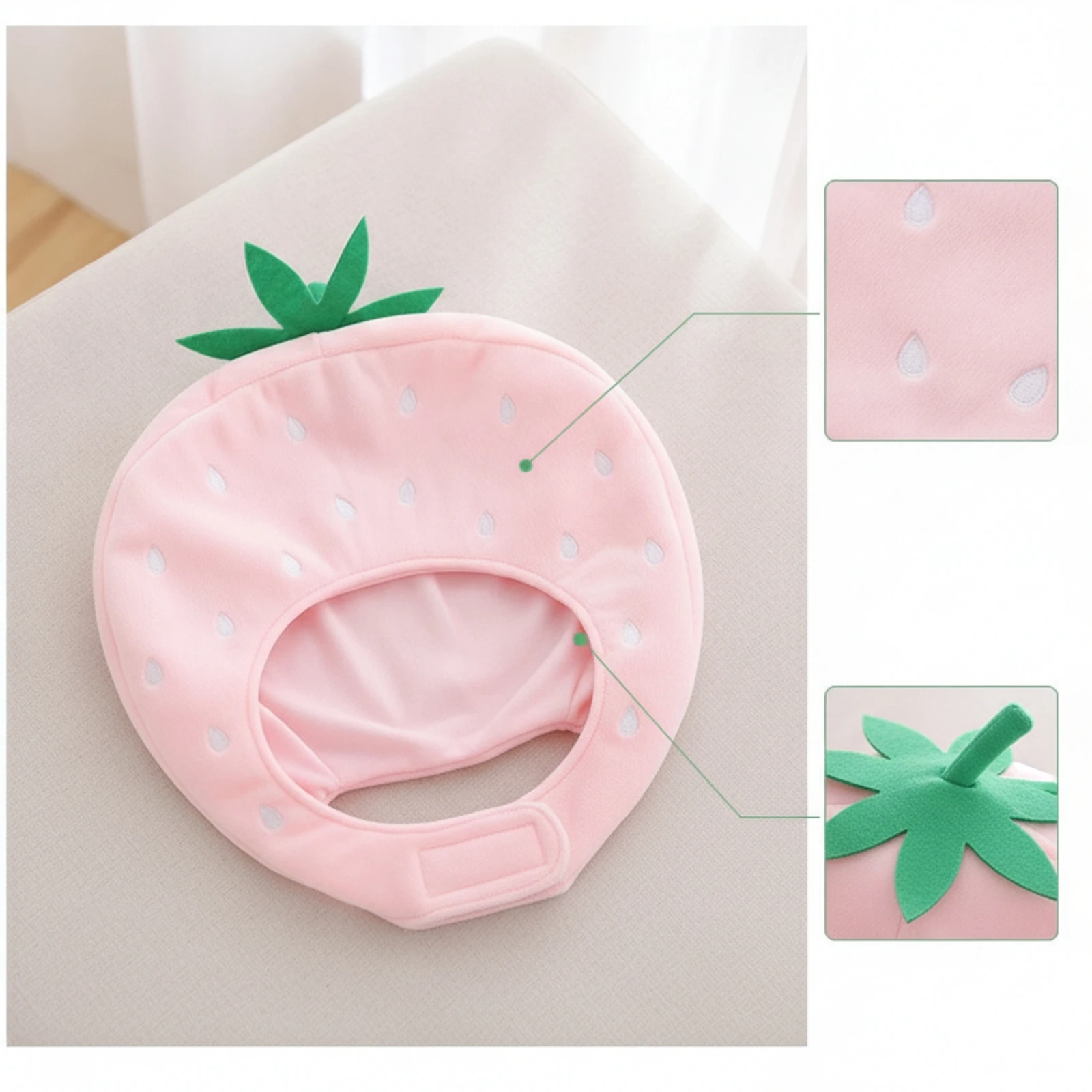 Cappello Vellutato a Forma di Fragola, Divertente Copricapo con Cinturino Sottogola, Comodo e Leggero per Cosplayer, Cosplay