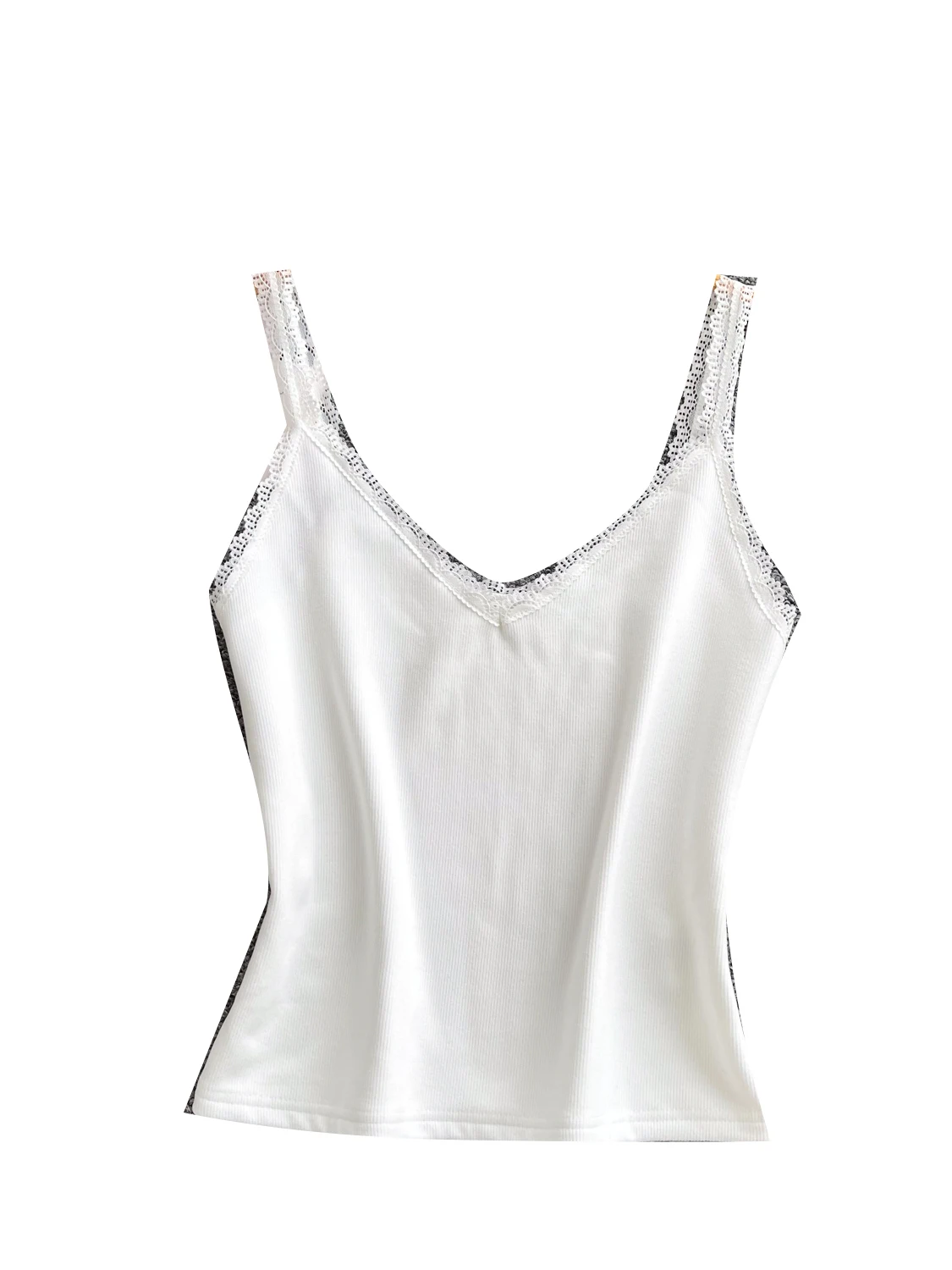 قميص داخلي نسائي صيفي أنيق بحمالات وتطريز دانتيل، تصميم نحيف وعصري بطول عادي مناسب للارتداء اليومي #1