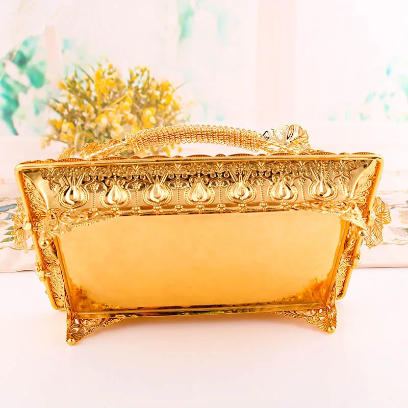 Bread Fruit Food Breakfast Picnic Basket Kitchen Storage Basket European Style Fruit Plate Bread Plate Gold Silver Luxury Fruit