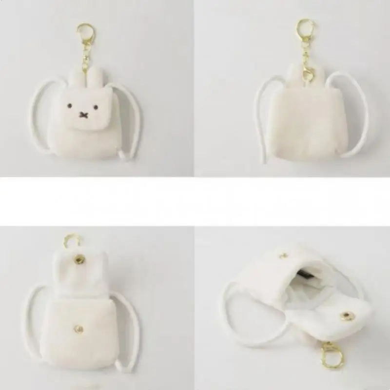Nueva cartera Miffy japonesa Kawaii de dibujos animados de felpa Miffy mochila en forma de pequeño colgante bolsa para auriculares llavero bolsa de almacenamiento de joyería