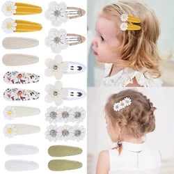 5Pcs/Set Princess Girls Daisy Baby Hair Clips Summer Lace Flower Snap Hair Bows Hairpins Kids Headwear
