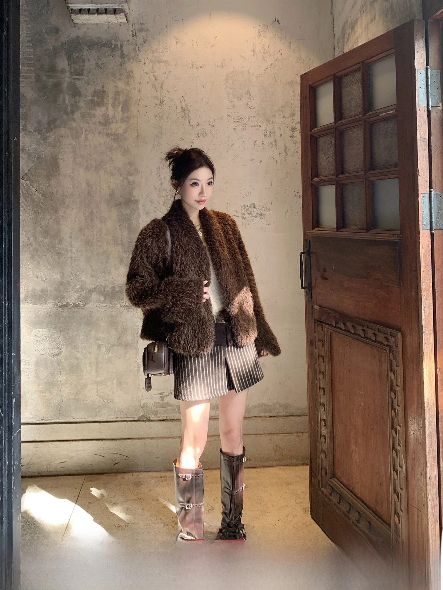 

Женский модный кардиган Gv Big Brother Brownie Winter Warm без пуговиц, утепленный, приталенный, с воротником-стойкой