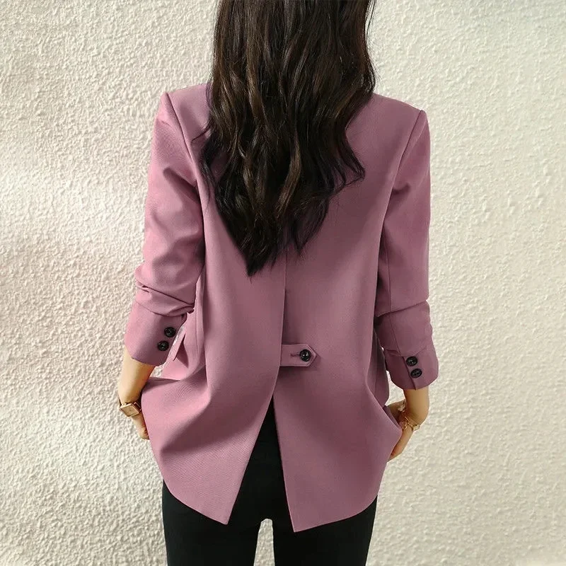 Pink Blazer Jacket Women\'s Autumn 2024 New Fashion Design High Sense Casual Long Sleeve Small Suit Top Spring and Autumn M1129