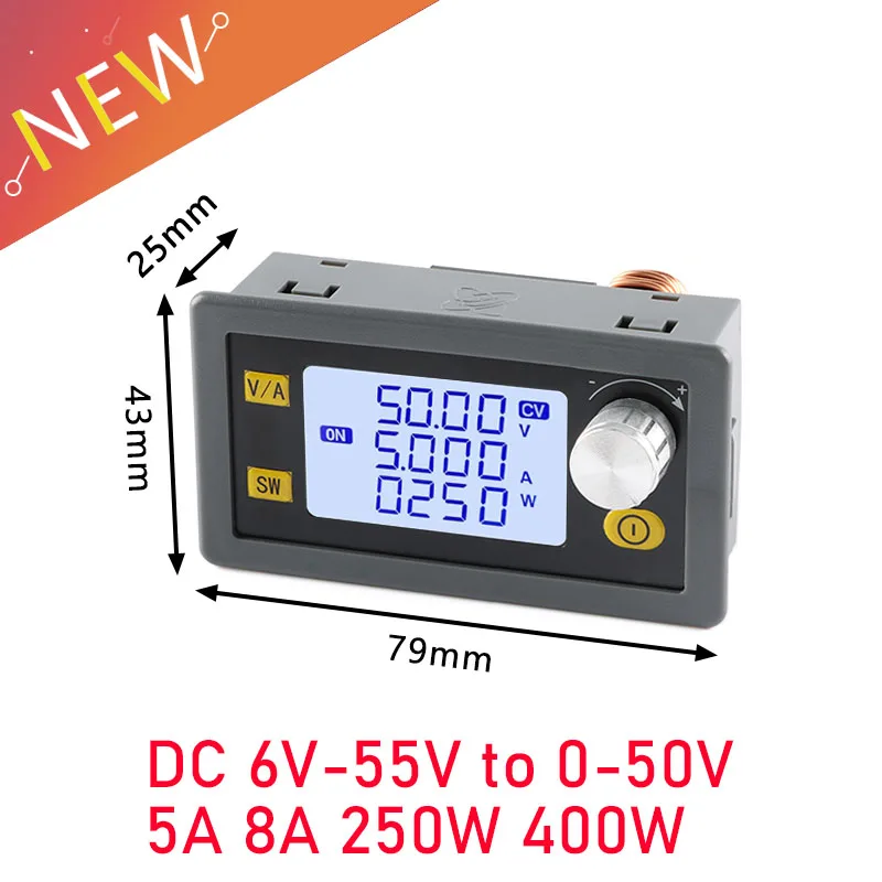 New XY5005E XY5008E DC 6V-55V to 0-50V 5A 8A 250W 400W CNC Adjustable DC Voltage Regulator CV CC Step Down Power Supply Module