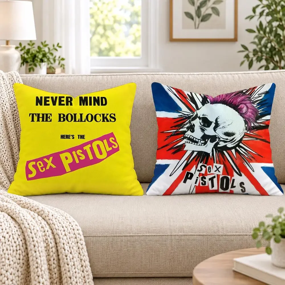 Punk Rock Band S-Sex Pistols Cushion Cover Short Plush Double-Sided Printing Sofa Bedroom Living Room Pillow Cover Home Decor