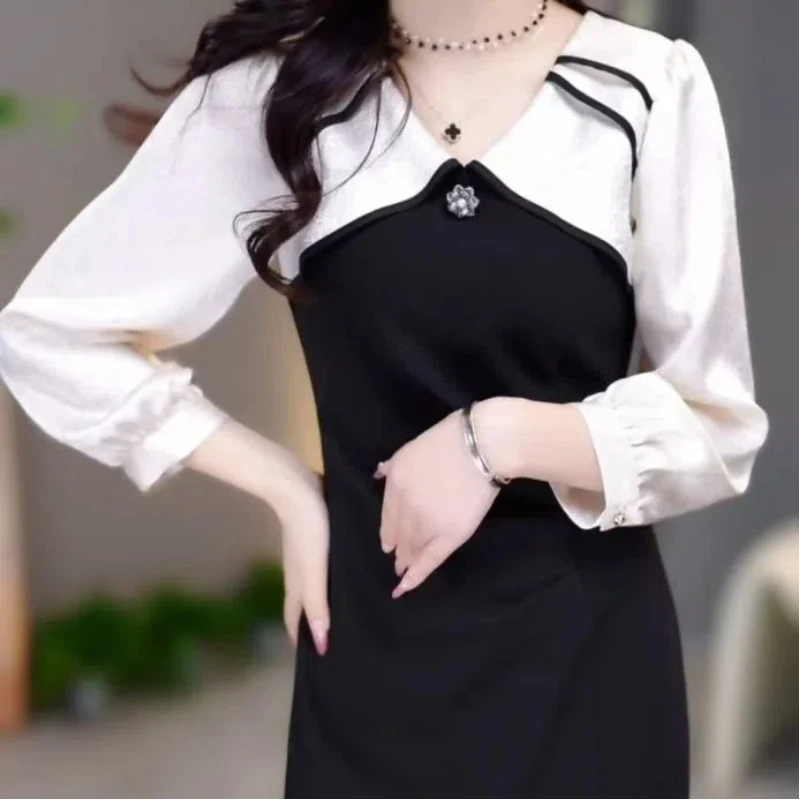 Advanced Stretch Spun Luxurious Temperament Autumn New Style Youthful and Stylish Dress That Covers the Flesh and Appears Slim