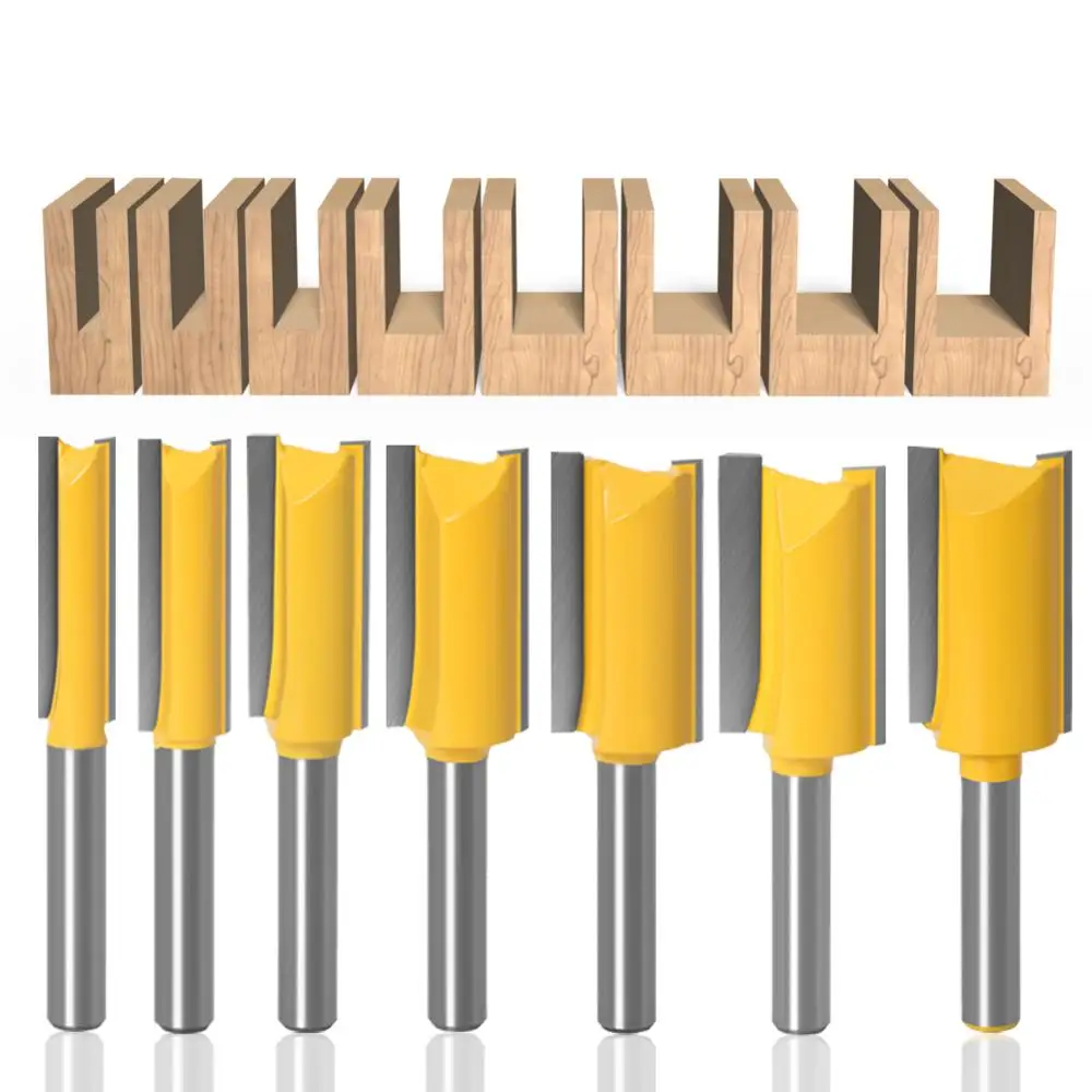 1/4 /6.35 Mm Shank Straight Bit Hardmetalen Enkele Dubbele Fluit Router Bit Hout Frees Voor Houtwerk 1 stuks