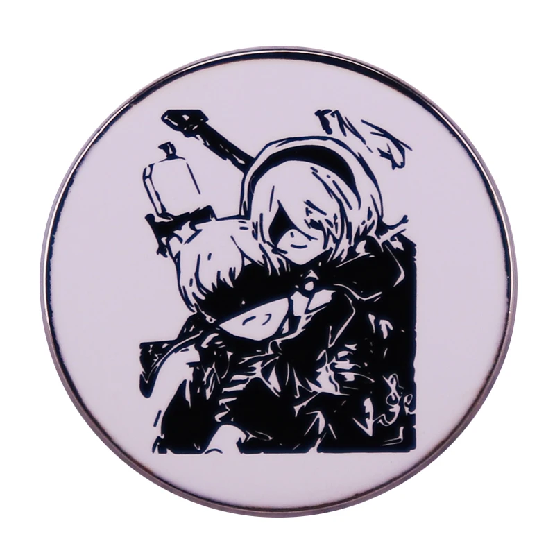 Game NieR Automata 2B and 9S Enamel Pin Manga Badge Gamer Gift