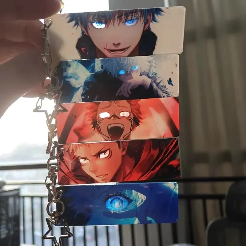 Anime Jujutsu Kaisen Acrylic Strip Keychain Gojo Satoru Ryomen Sukuna Card Bag Pendant Star Keyring Fans Collectible Gift