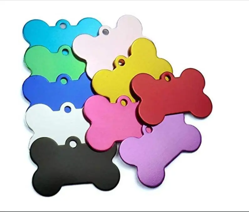 Aluminum Alloy Pet ID Tag Bone Shaped Blank Engraved Dog Cat Name Phone Number Identification Card Tags S M L Colorful 200pcs