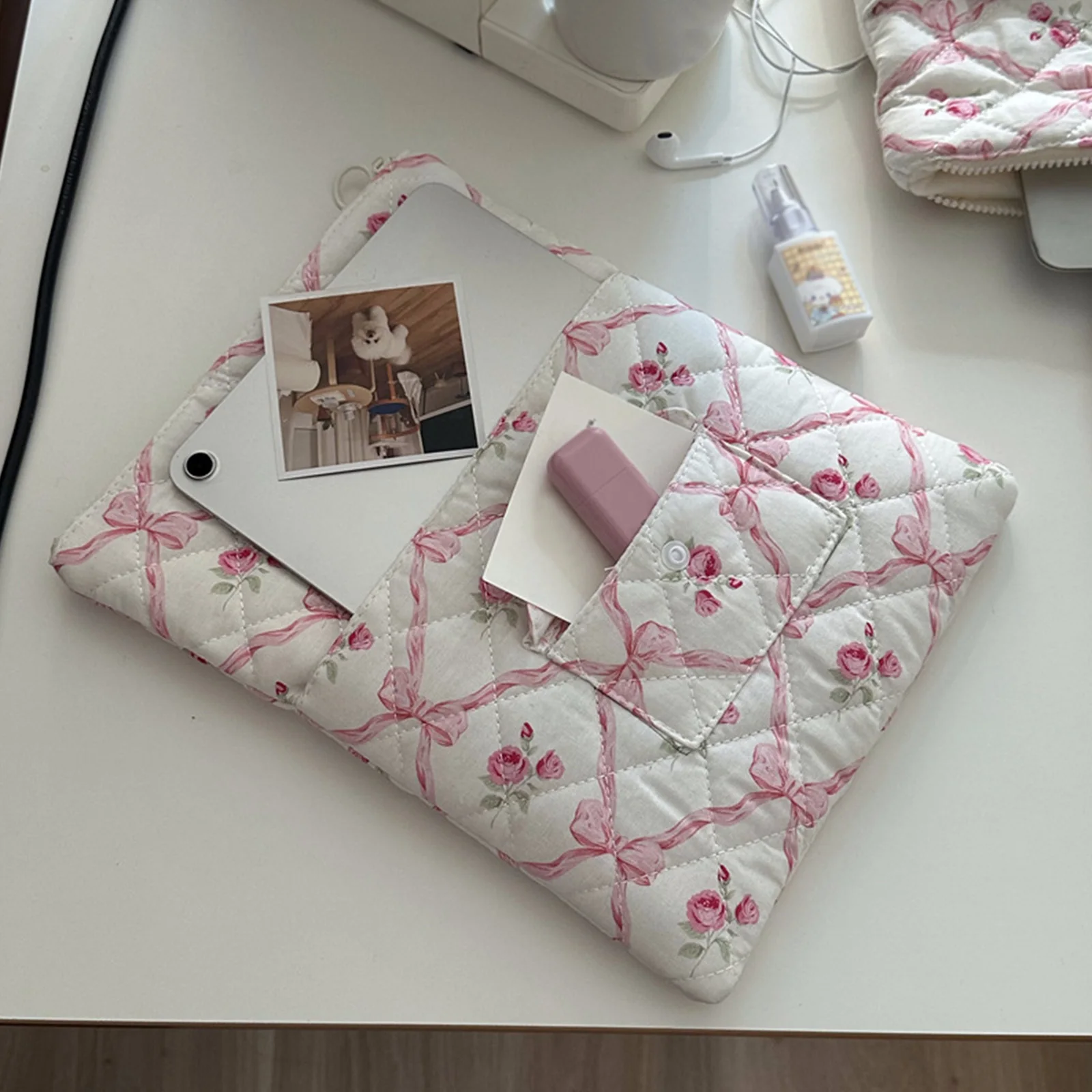 

Сумка-чехол для ноутбука с стеганой отделкой, 13-15 дюймов, аксессуары (розовый, M)