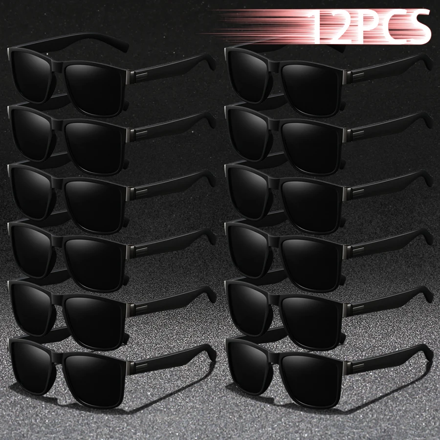 

12PCS Fashion Classic Square UV400 Sunglasses Men Women Driving Fishing Colorful Trendy Lightweight Outdoor Goggles