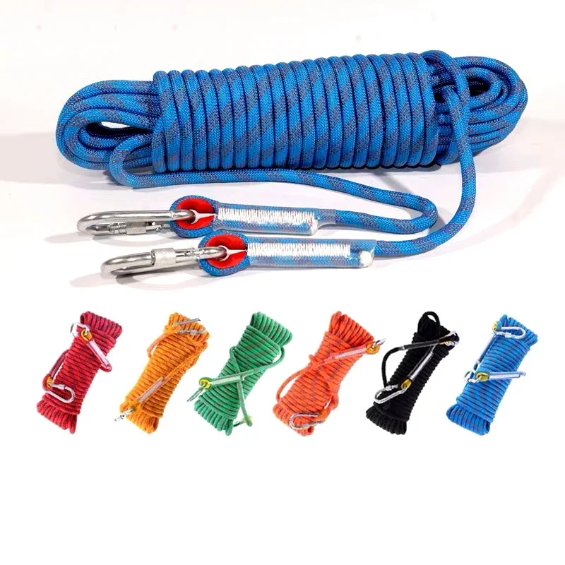 12mm Climbing Rope Outdoor Tree Rock Equipment Mountaineering Lifeline Emergency Survival Safety Gear Escape Rescue Static Rope