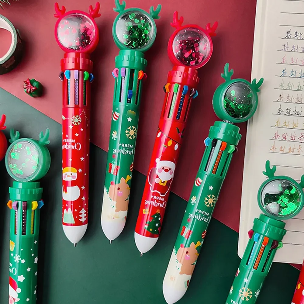 Cartoon Colorful Pen Santa Claus Xmas Tree Deer Ballpoint Pen Merry Christmas Gifts Stationery Writing Tool Office School Supply