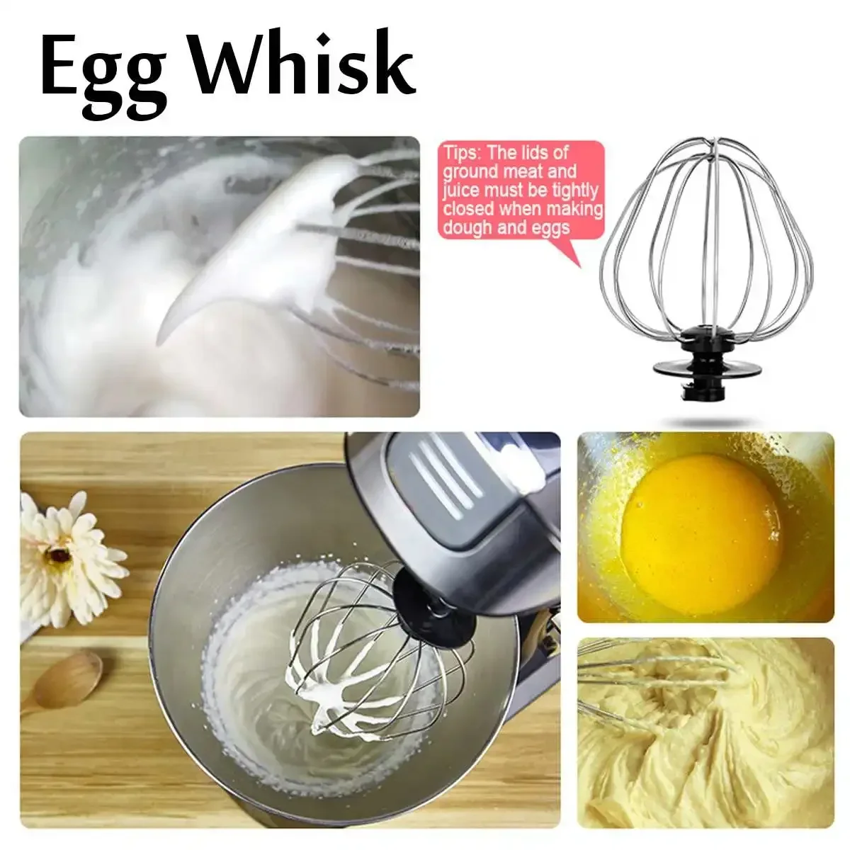 5L Electric Food Mixer 6 Speed Table Stand Cake Dough Mixer Cream Egg Whisk Blender Flat Beater Kitchen Powerful Machine