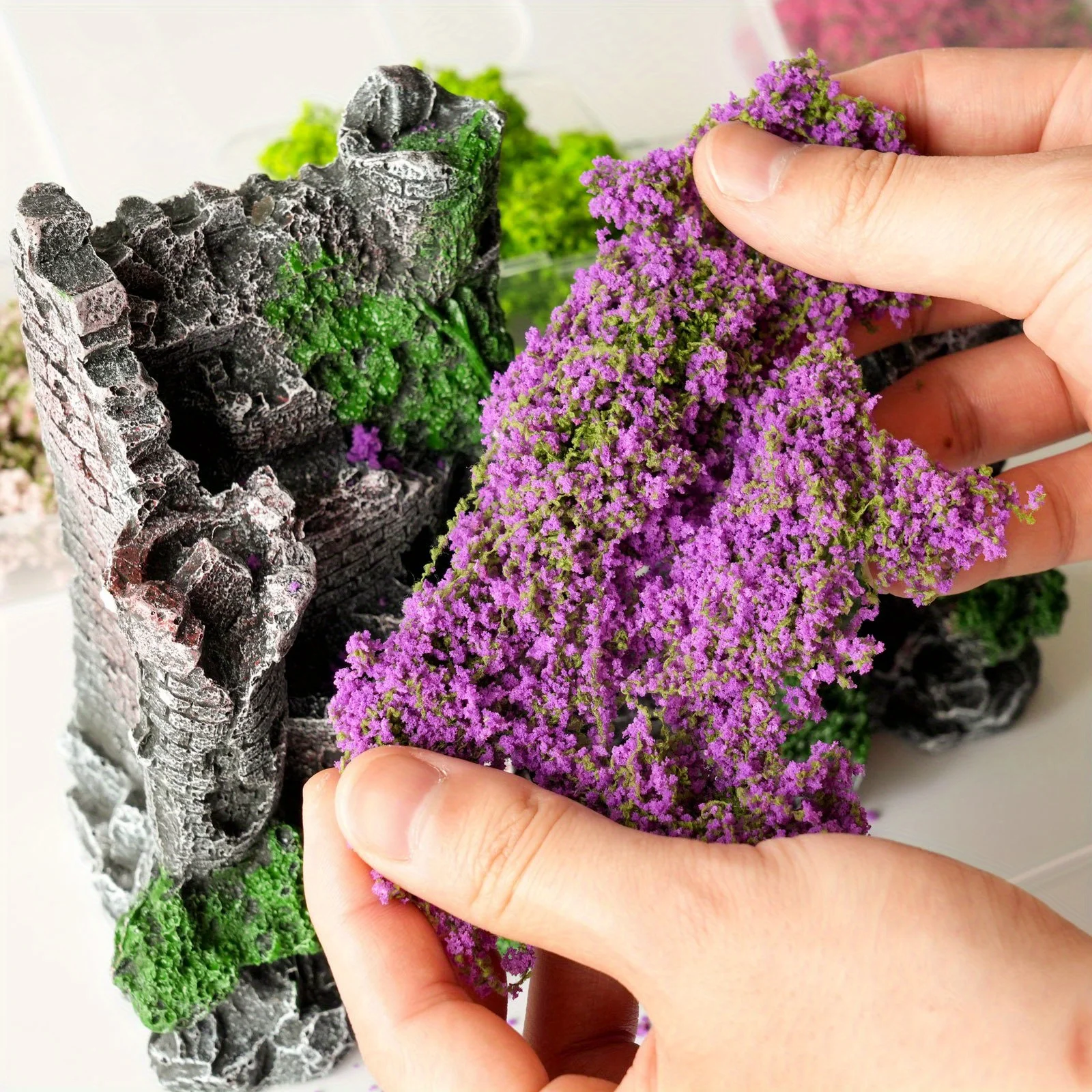 1box Miniature Model Colorful Flower Vines, Simulation Vine with Storage Box for DIY Mini Model Garden Architecture Landscape