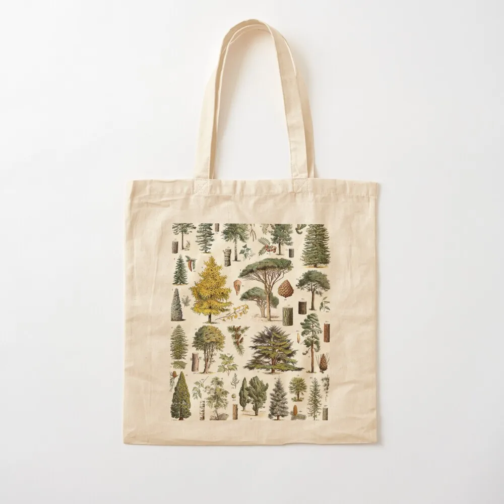 

Adolphe Millot Evergreen Trees Vintage Scientific Illustration Encyclopedia Labeled Diagrams Tote Bag