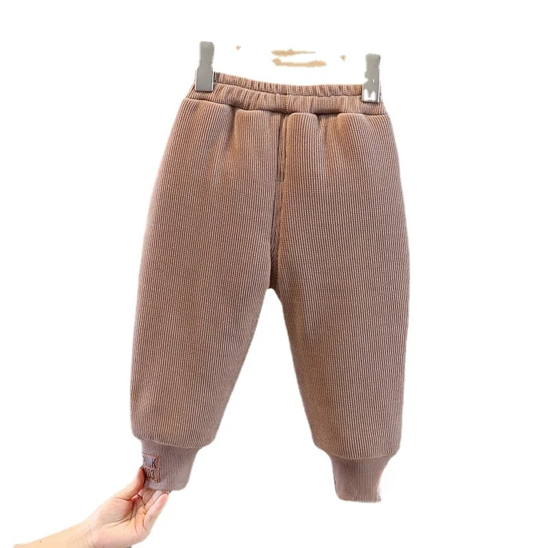 Baby Boy Fce Lined Cotton Pants Autumn Winter Sle Inteated Velvet Warm Trousers for Toddlers And Infants