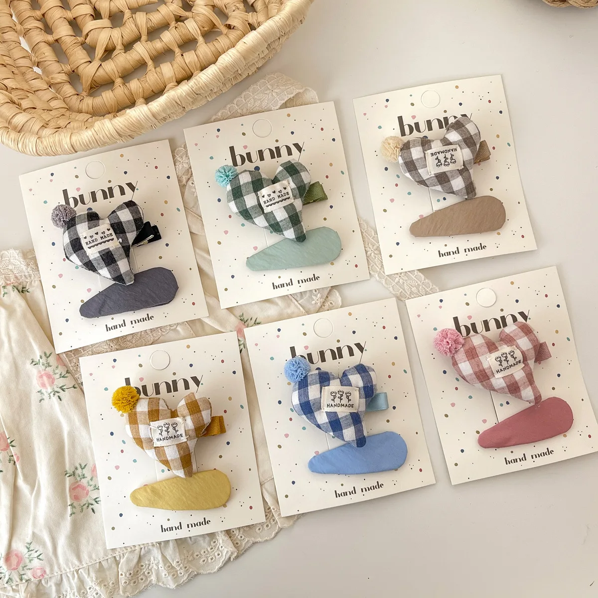 

2pcs Kids Hairpins Fabric Plaid Heart Hair Clips for Baby Girls Barrettes Bangs Side Clip Children's Headwear Hair Accessories