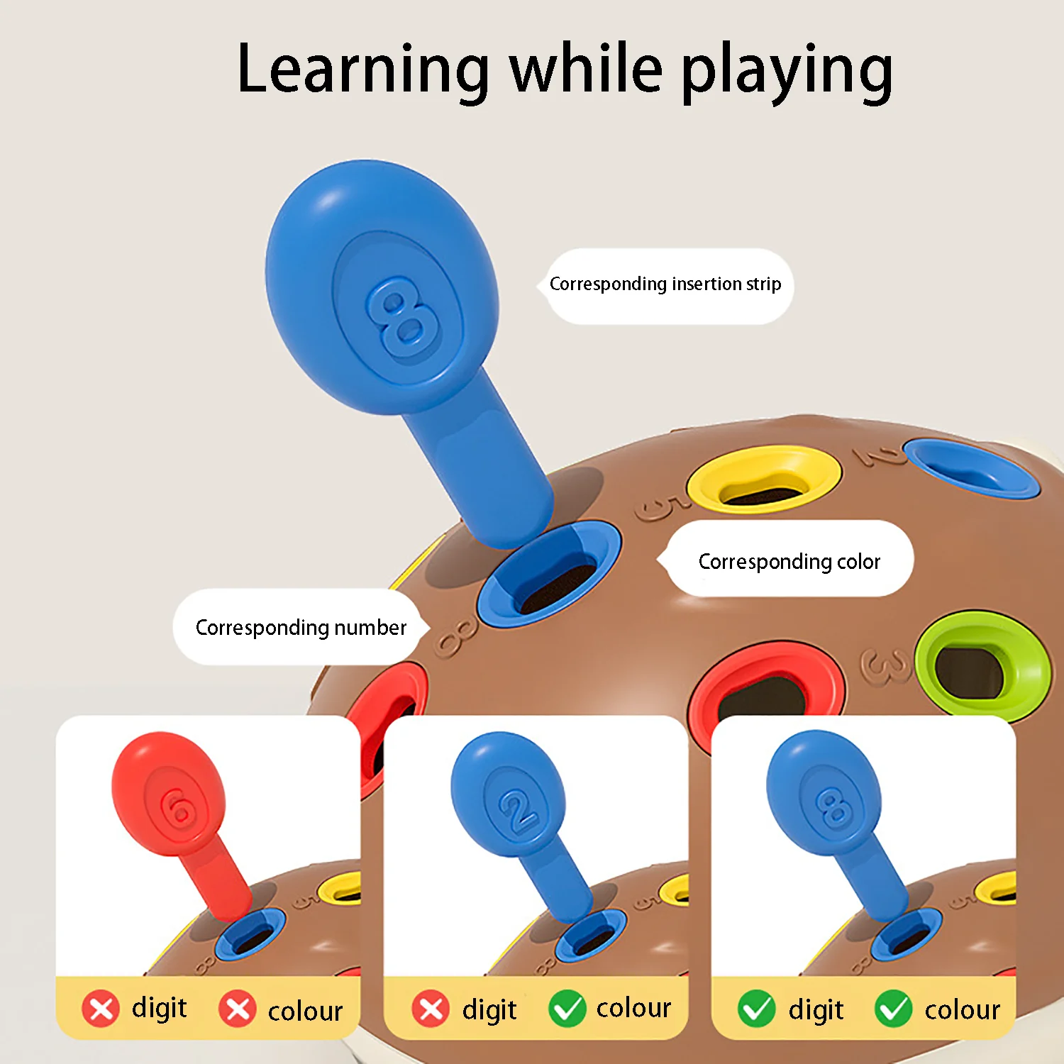 Pendidikan dini fokus pada gerakan jari halus anak-anak, koordinasi mata tangan, dan mainan puzzle landak yang cocok.