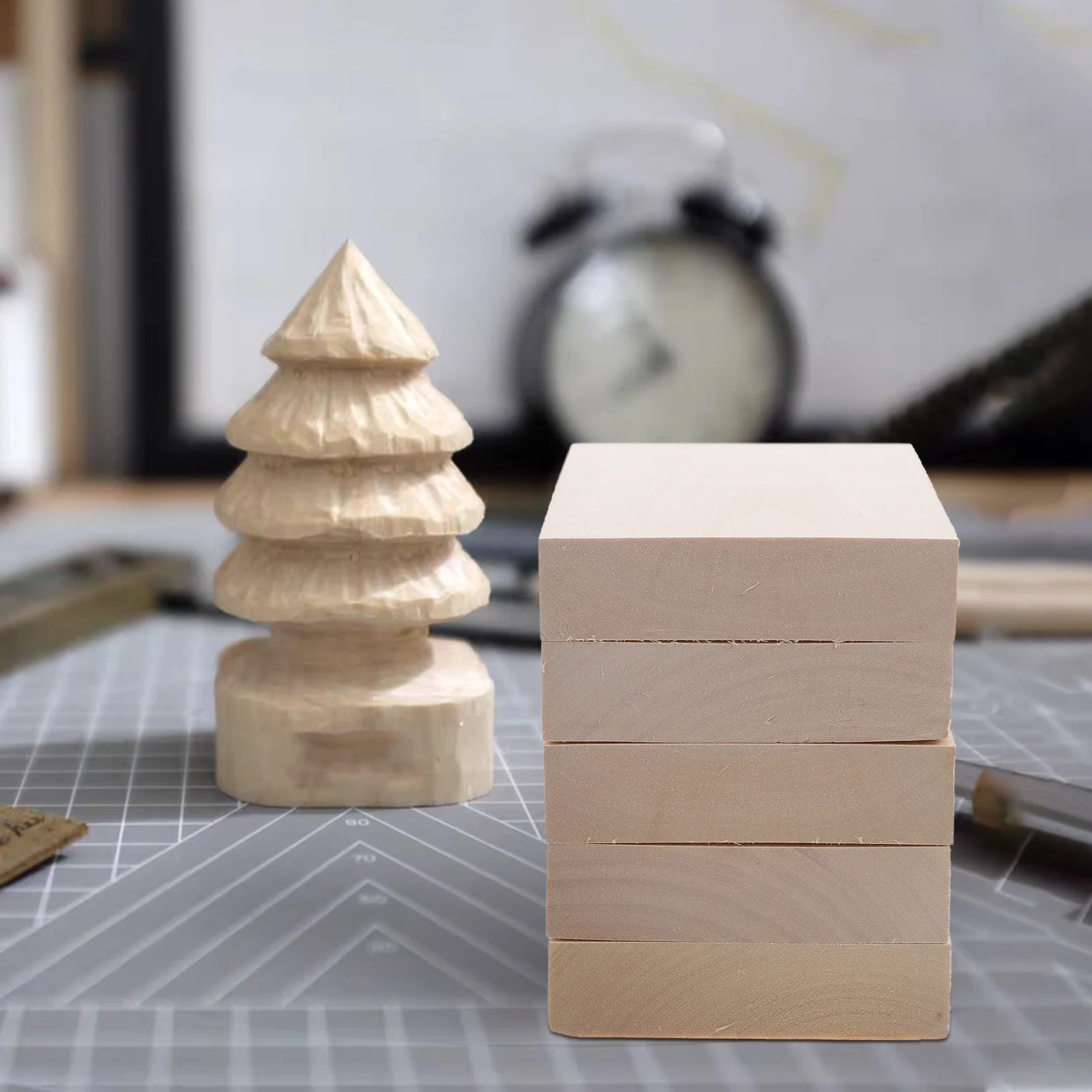 

5 Pcs Linden Wood Carving Blocks Unfinished DIY Wooden Planks Craft Material Decorative Boards H made Supplies Sewing Tools