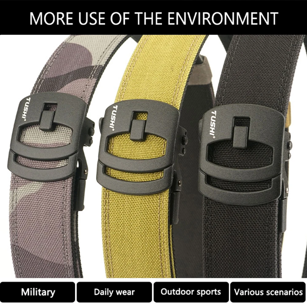 TUSHI New Metal Automatic Secretly carried Hard Tactical Belt For Men Thickened Hanging Gun Holster Belt Military Belt for men