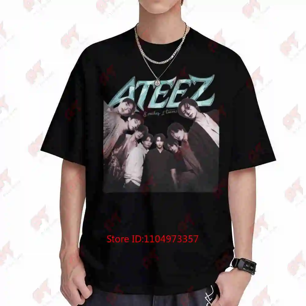 Retro Ateez Kpop Aniteez Members Vintage Short Sleeve Tee 100% Cotton T-Shirt