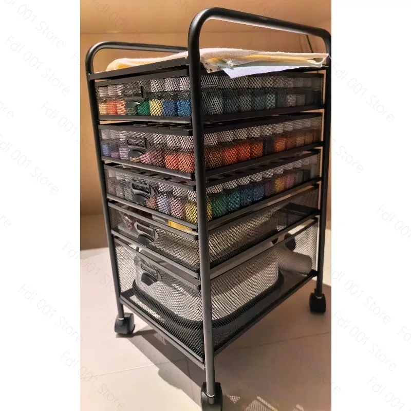 Metal Rolling File Cart with Drawers for A4 Paper Storage