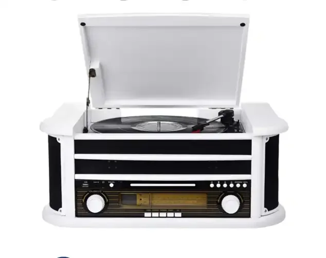 Vintage All in One LP Record Player USB SD Tape CD Phonograph Vinyl Turntable Music Player With Speakers