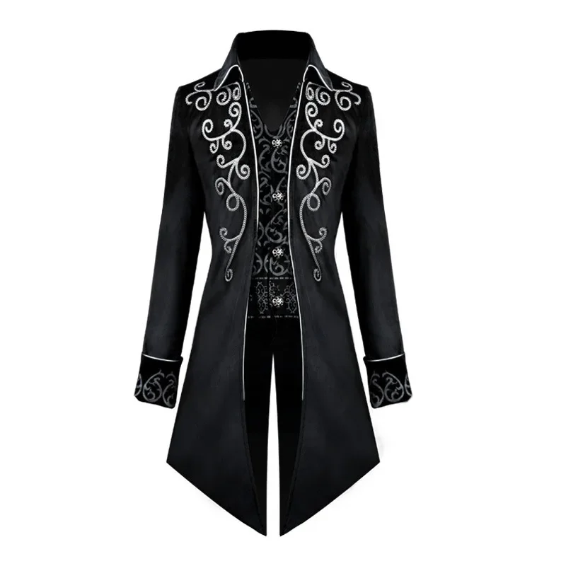 Halloween Men's Retro Gothic Tuxedo Coat Victorian Steampunk Coat Medieval Renaissance Long Tuxedo Cosplay Party Dress