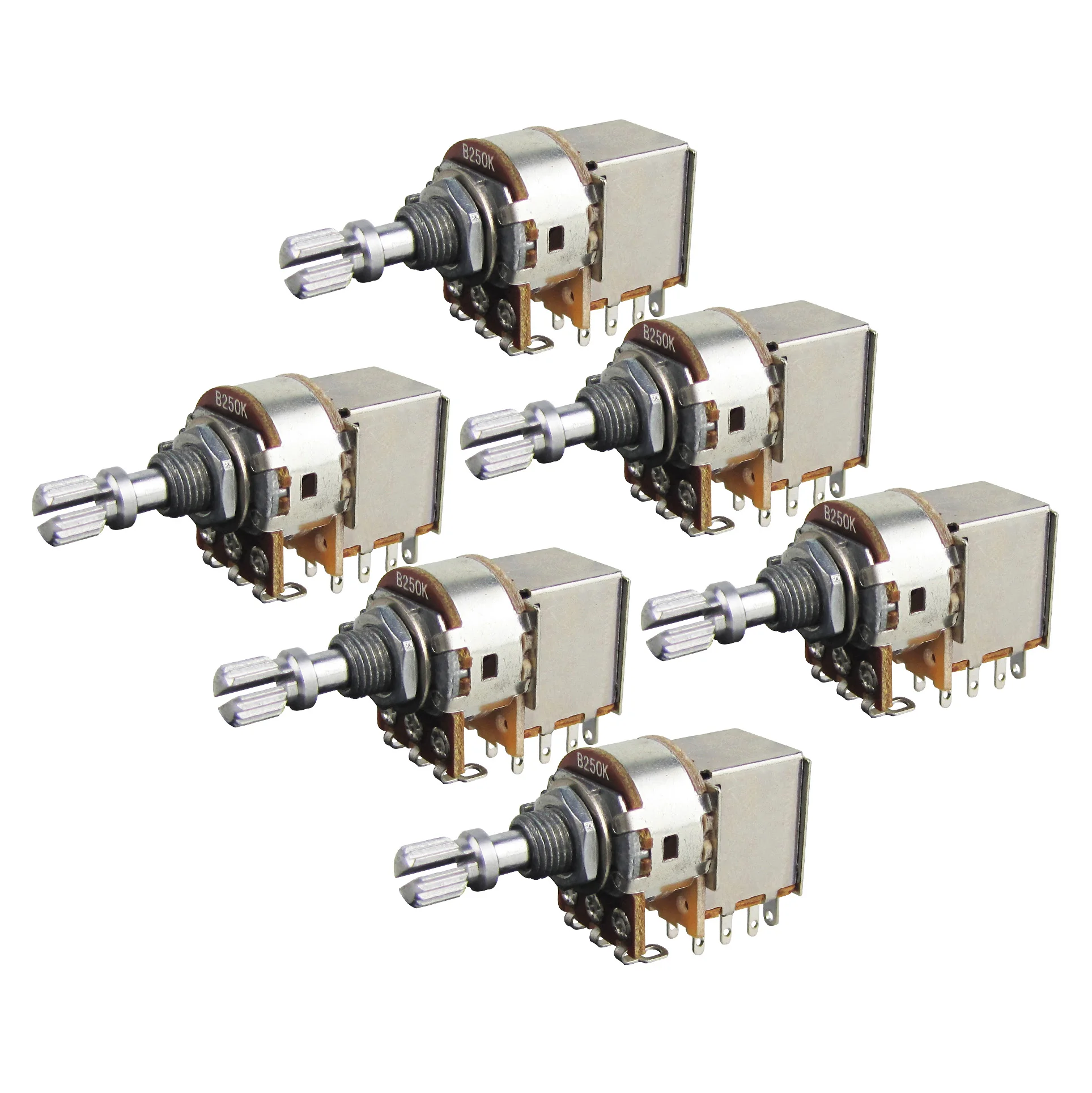 FLEOR 6PCS Short Shaft Guitar Push Pull Pots 18 Splines Potentiometer 500K /250K for Coil-Splits
